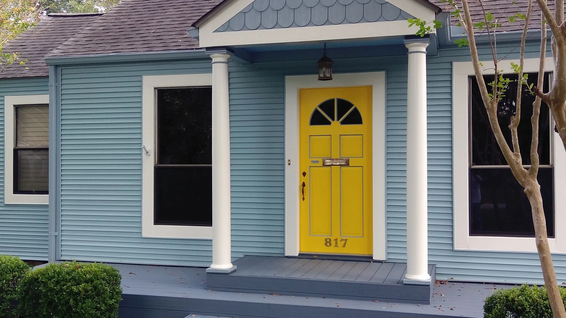 Power washing work applied to entirety of house, following replacement of wood & appliance of paint