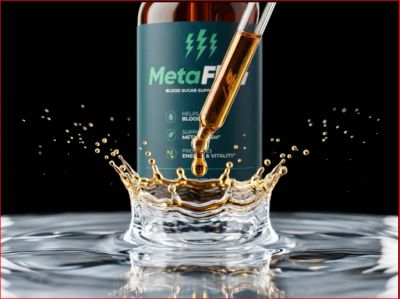 MetaFix supplement drop creating a water splash.