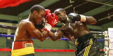 1 boxer punching another in a boxing ring