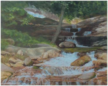 "Mountain Stream," oil, 16 x 20
