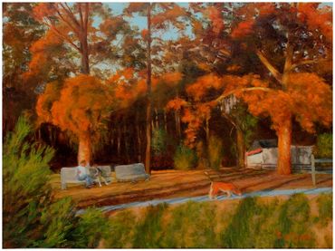 "Railroad Park, Ashland," oil, 18 x 24"