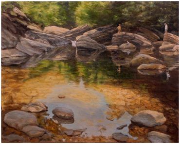 "The Swimming Hole, Sugar Hollow," oil, 16 x 20"