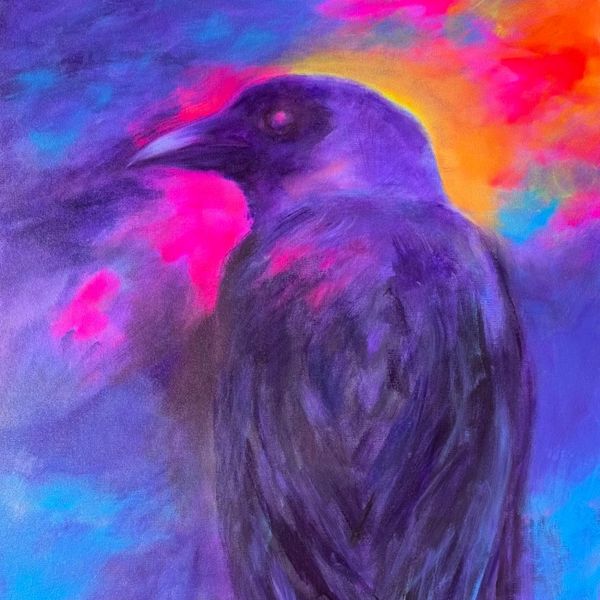 Mystical raven painted by artist lisa fasulo
