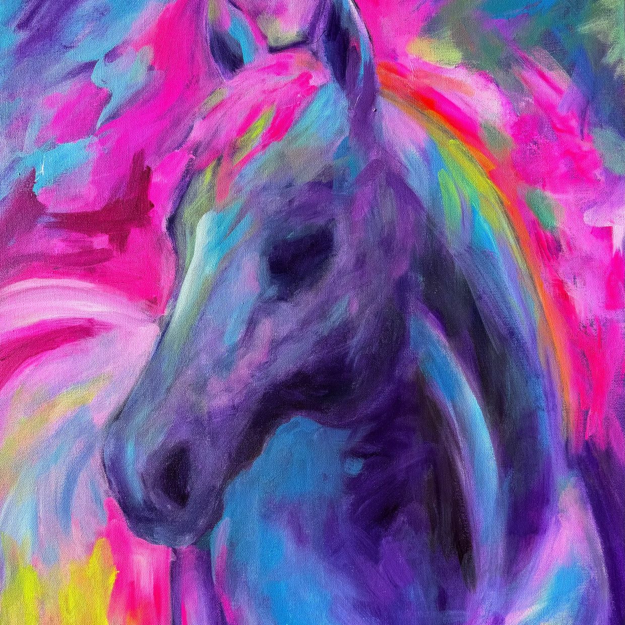 Fauvist style painting of a pony by artist lisa fasulo