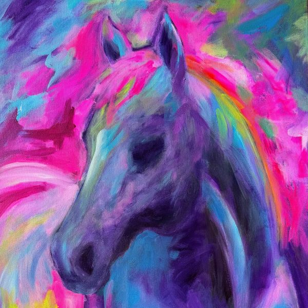 colorful expressionistic horse by artist lisa fasulo