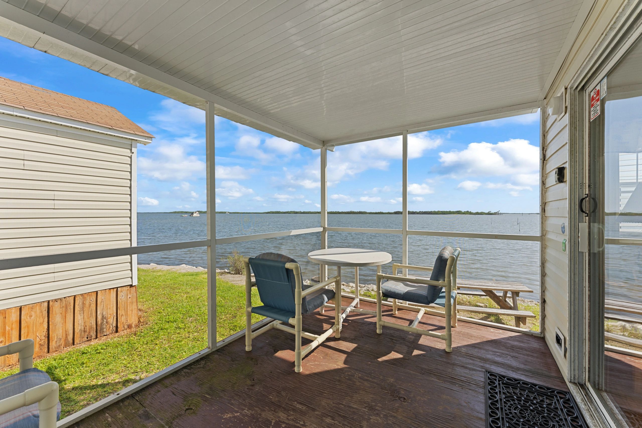 Trout cabin screened porch waterfront  view