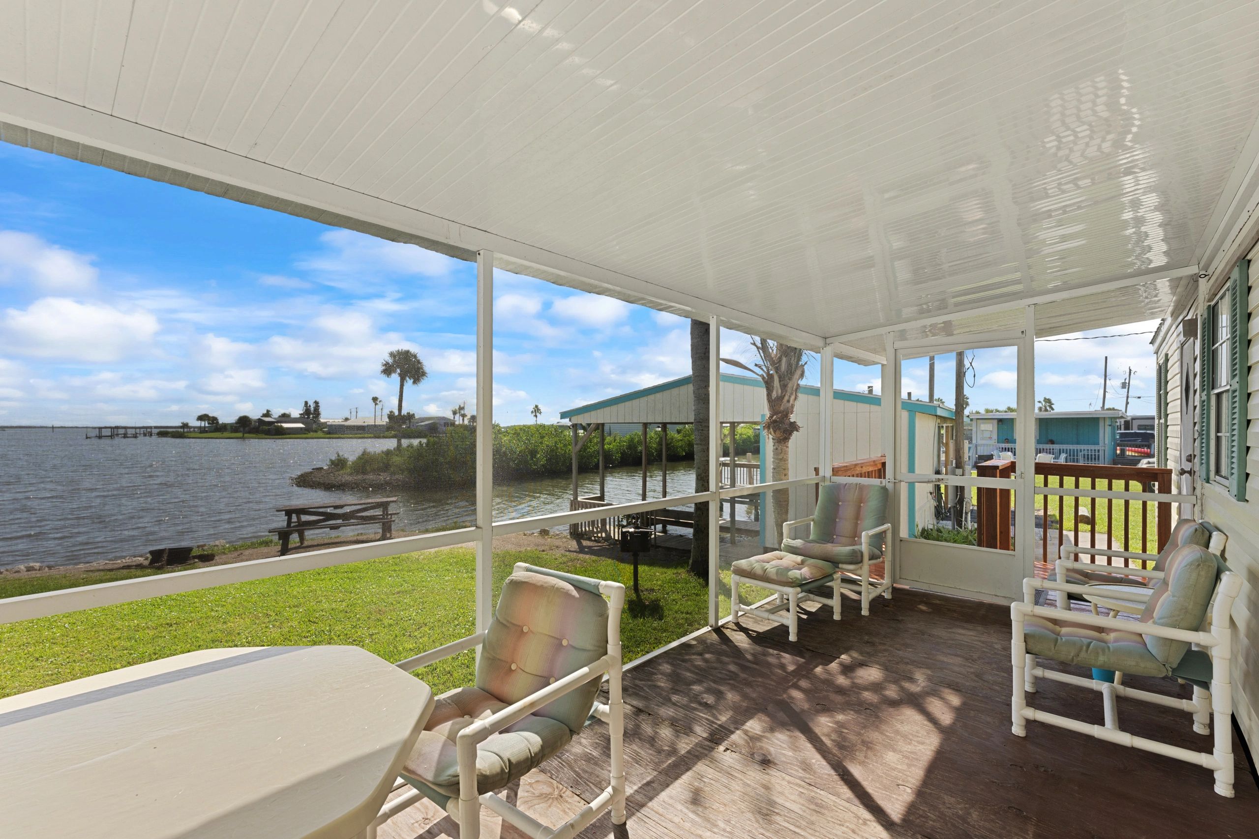 Snook cabin waterfront view from screen porch