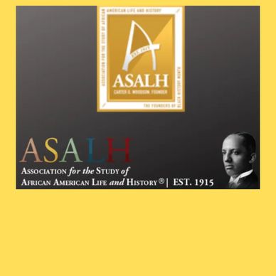 Logo of ASALH with a portrait of an African American man.