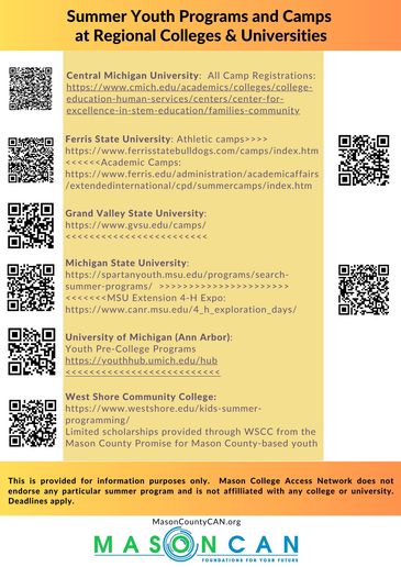 Summer pre-college programs for youth are available across the state, and in Mason County!