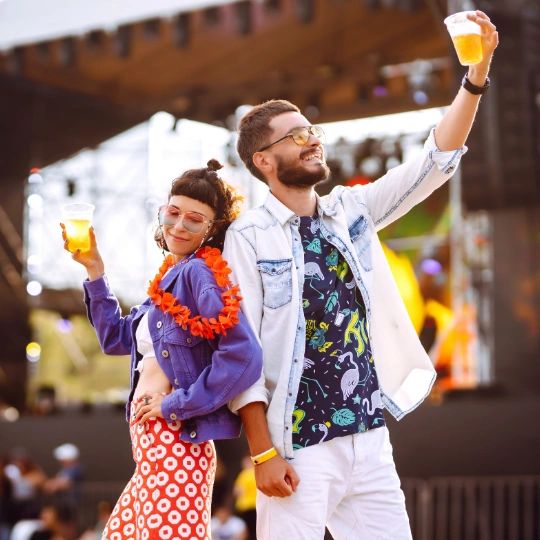 People drinking at a concert in Breckenridge, Colorado.