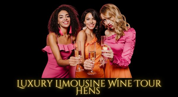 Group of women enjoying a Newcastle hens party limousine wine tour in Hunter Valley