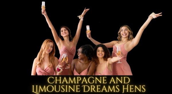 Group of women enjoying champagne in a luxury limo during Newcastle hens party