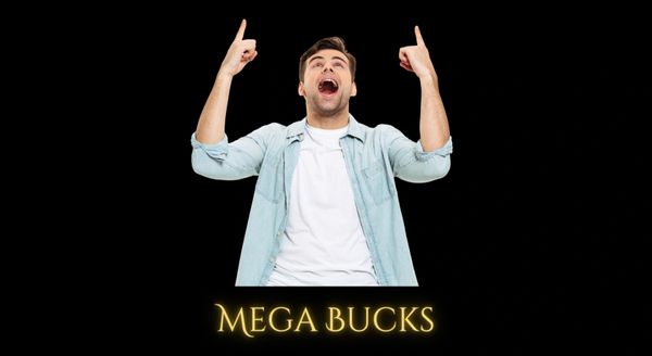Excited man celebrating Newcastle mega bucks party with party bus and go-karts