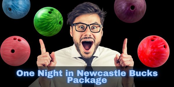 Excited man celebrating during Newcastle bucks party overnight experience