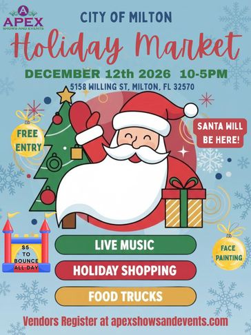 Holiday Market in Milton on December 12, 2026, with Santa, live music, and more.