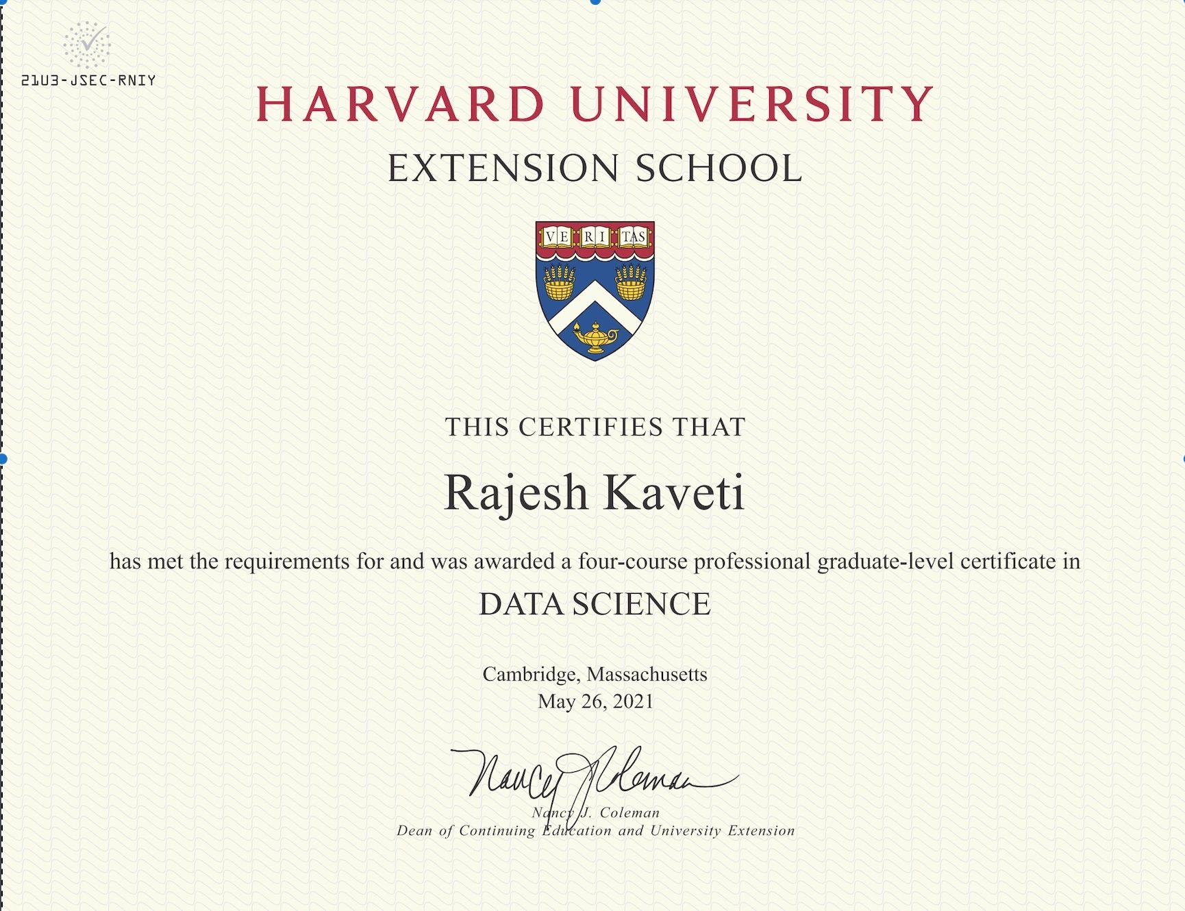 Data Science at Harvard Extension