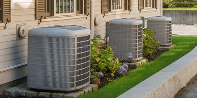 High-efficiency residential air conditioning systems installed for comfort and energy savings.