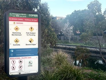 EPA safety signs along the canal 
