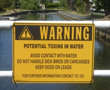 Melbourne Water sign warning of toxic water 