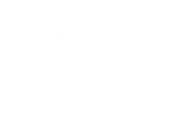 Icon of a person giving a presentation to three listeners.