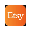 Etsy logo in white on an orange square background with rounded corners.