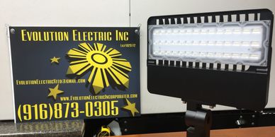 The picture shows a L.E.D parking lot light. Great for area lighting.