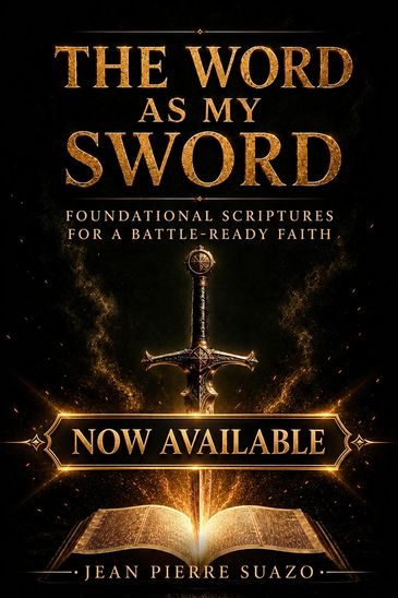 The Word As My Sword book cover: sword planted in a glowing open Bible, first of Battle Ready Books