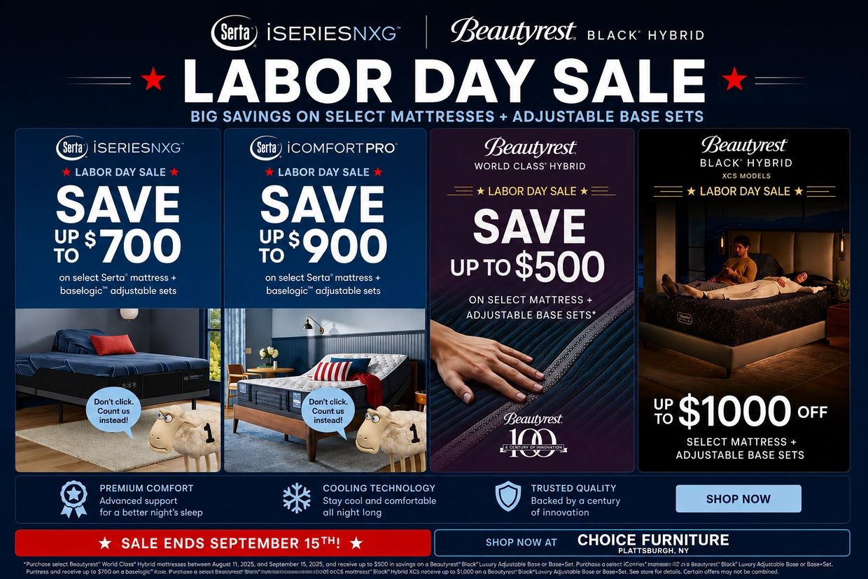 Labor day savings save up to $1000 on select mattresses and adjustable bases