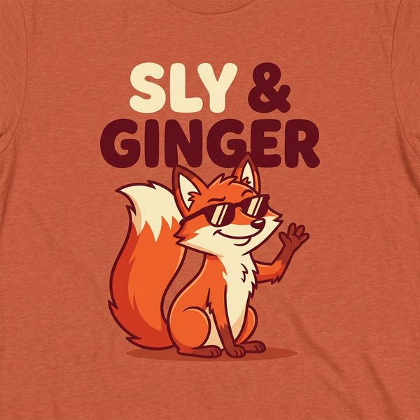 Sly & Ginger t-shirt design featuring a clever cartoon red fox in sunglasses