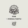 Logo of KAM Konsultants featuring a group of people and a globe.
