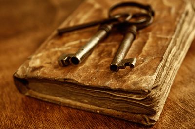 Old journal with antique keys