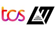 Two logos: colorful TCS and black TCS London Marathon.