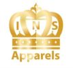 Golden crown logo with INS Apparels text.