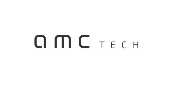 AMC Tech logo with minimalist design in black text.