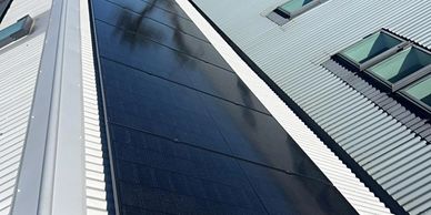 Solar panels installed on a building roof.