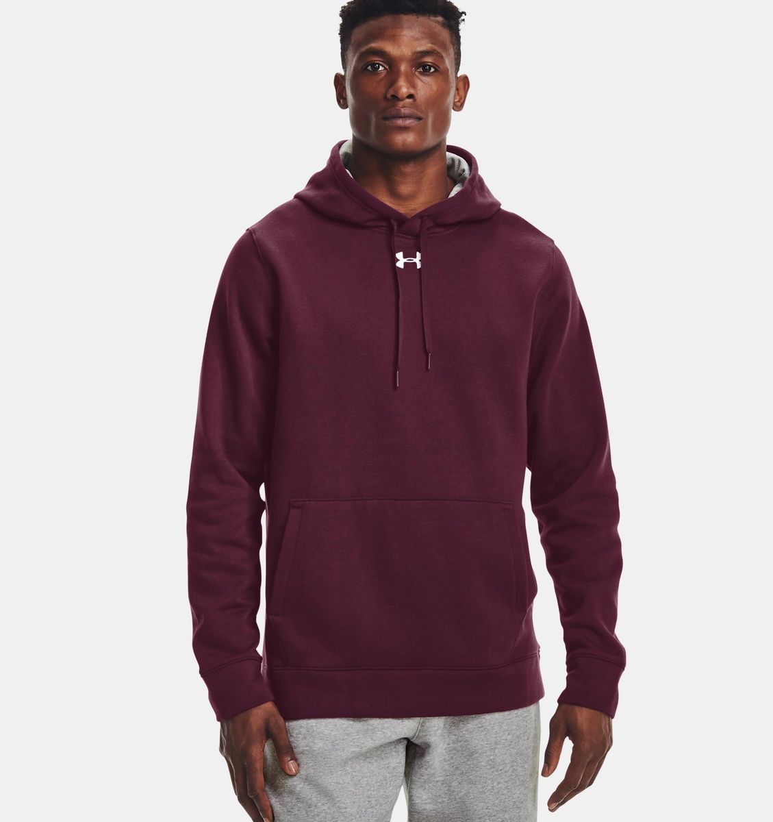 UNDER ARMOUR MENS HUSTLE FLEECE HOODIE MAROON