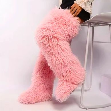 Over The Knee Thigh High Mongolian Fur Boots Faux Tall Boots for Women