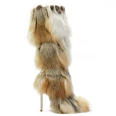 Furry Stiletto Pointed Toe Mid-Calf Boots With Unique Personality And Special Calf Boots For Women
