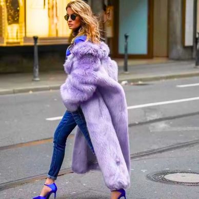 Women Thick Faux Fur Jacket Colorblock Autumn Winter Maxi Coat Long Warm Luxury Fur Outerwear