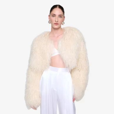 Fabulous women's short Mongolian fur jacket – real sheepskin for that elegant look.
Available in 20 