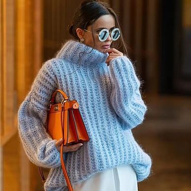 Oversize Fluffy Sweater Women Turtleneck Knit Pullover Long Sleeve Streetwear Casual Loose Tops Wome