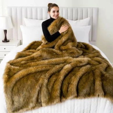 Faux Fur Throw Blanket Luxury Decorative Sofa Blankets Thick Warm Fur Blanket Soft Fluffy Plaid Thro