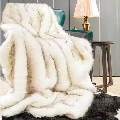 Quality Faux Fur Blanket Luxury Fox Fur Throw Blanket Plaid Throw for Sofa Winter Warm Fluffy Soft B