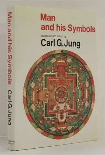 Book cover of 'Man and his Symbols' by Carl G. Jung with symbolic artwork.