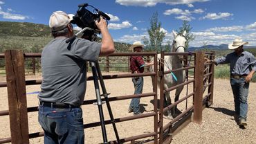 Doug Hanes shooting with Operation Equine for a vignette on equine therapy.