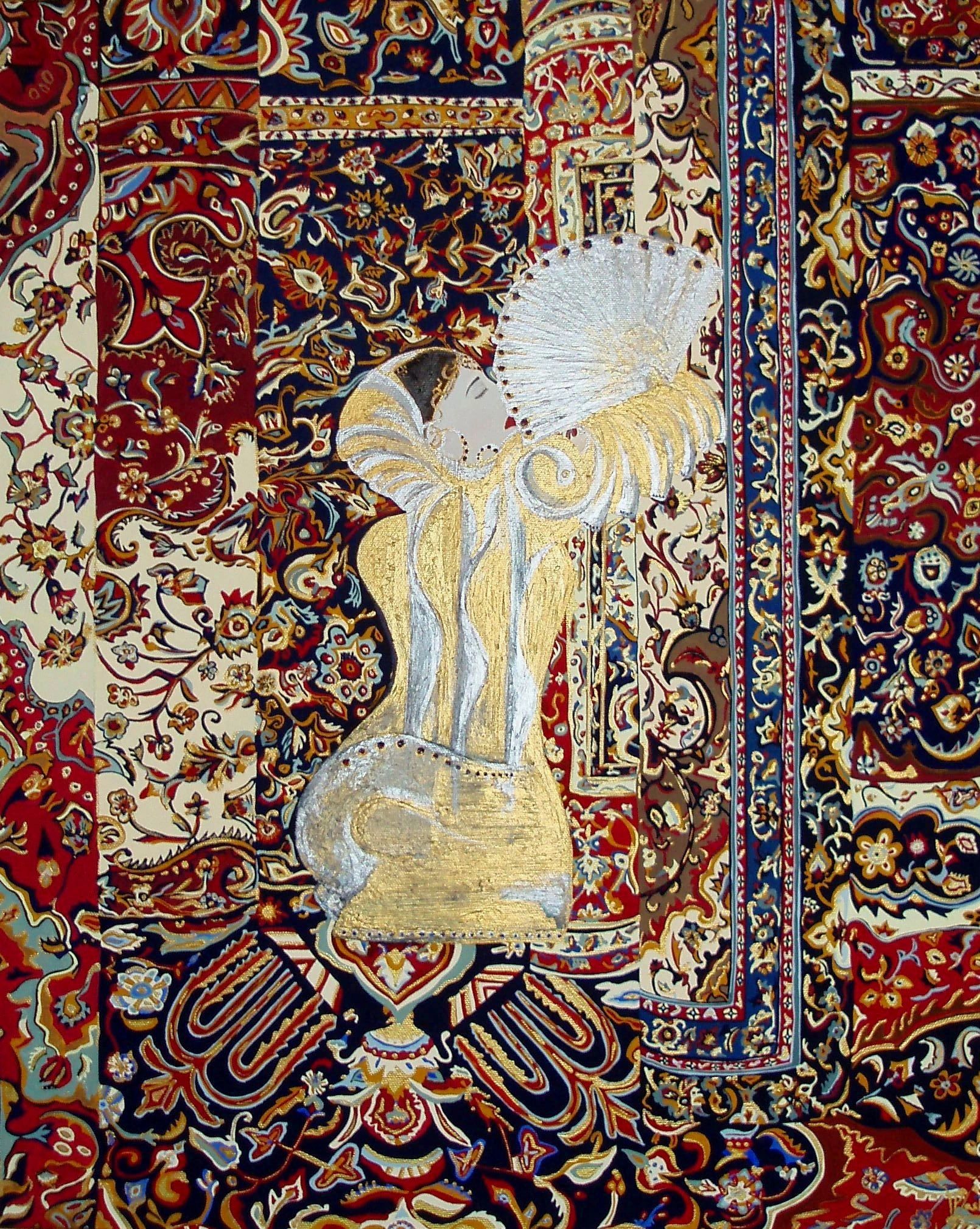 Persian figure on carpet - mixed media by Saskia