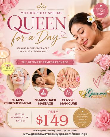 Mother's Day spa package offering facial, massage, and manicure for $149.