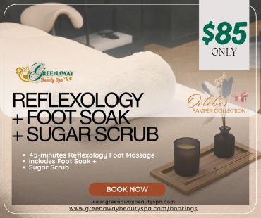 Spa offer: Reflexology, foot soak, and sugar scrub for $85.
