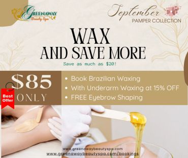 Promo for wax services with discounts and free eyebrow shaping.