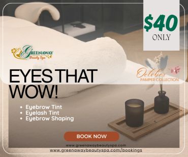 Beauty spa promotion for eyebrow and eyelash tinting at $40.